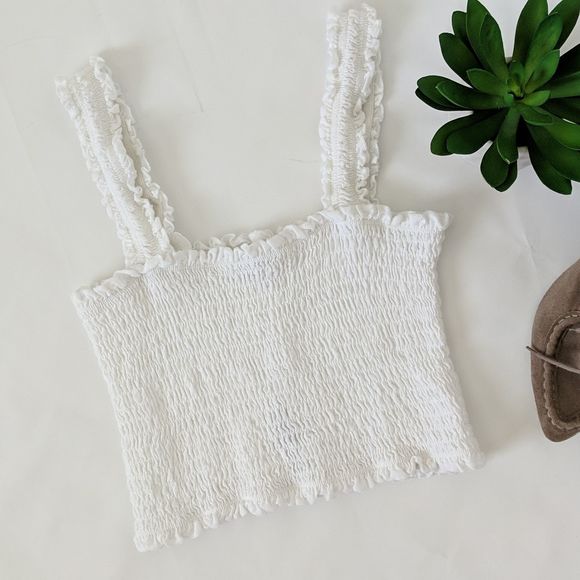 MISS SELFRIDGE Tank Top Crop 6 Small White Stretch - Picture 4 of 5